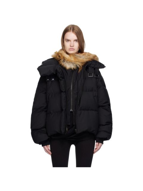 Black Deconstructed Double Zip Down Jacket