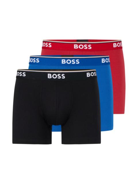 THREE-PACK OF STRETCH-COTTON BOXER BRIEFS WITH LOGOS