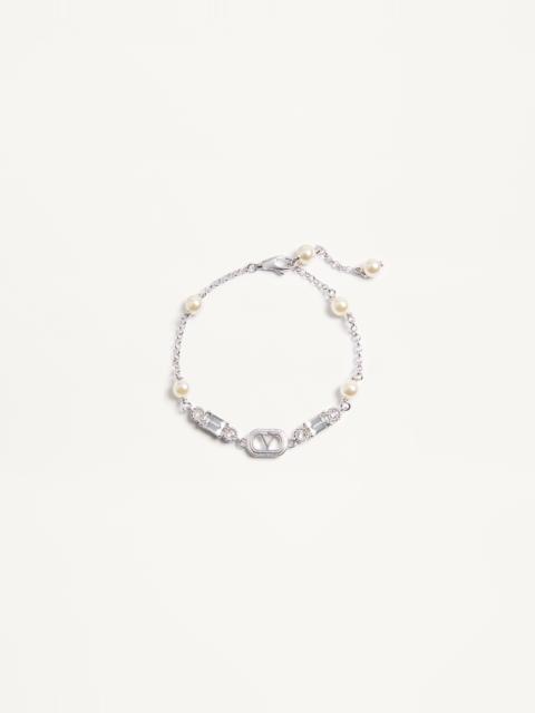 OVALETTE BRACELET IN METAL, PEARLS AND SWAROVSKI® CRYSTALS