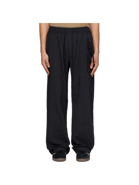 Black Wide Weave Stripe Gym Track Pants