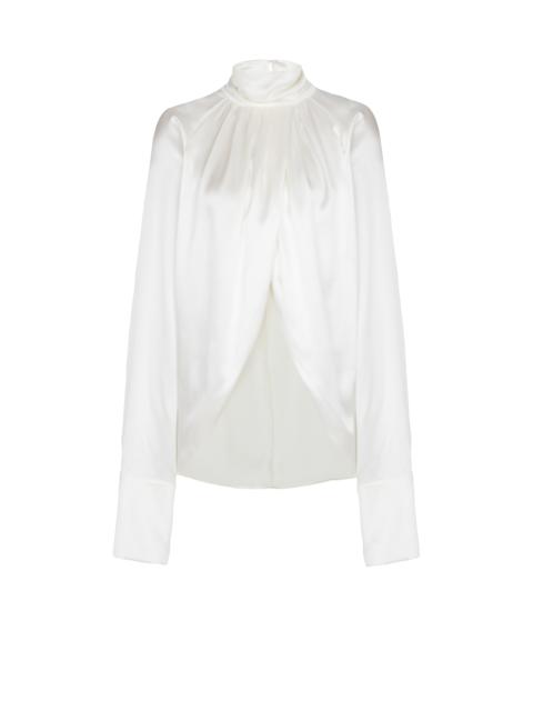 Draped silk blouse