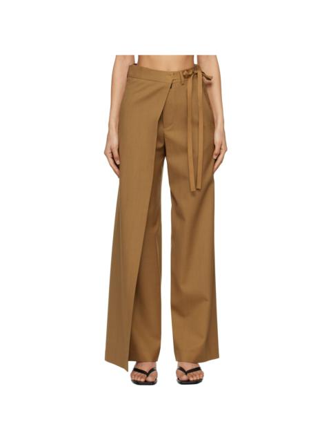 Tan Tailoring Wool Canvas Tie Trousers