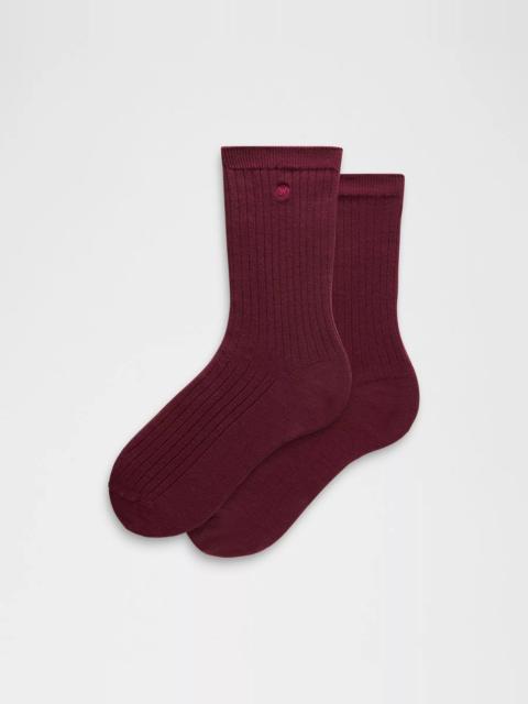 Unisex Ribbed Cotton-Blend Crew Socks
