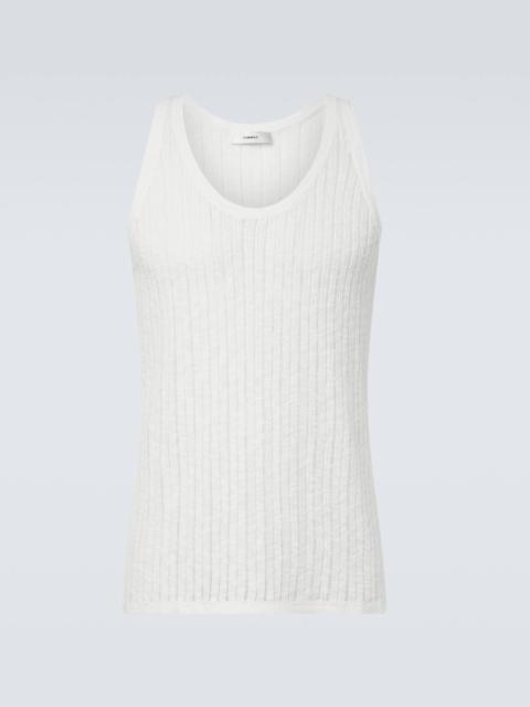Pointelle cotton and linen tank top