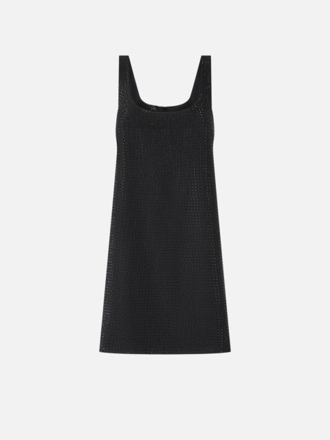 SHORT YARN-DYED DRESS WITH FULL RHINESTONES