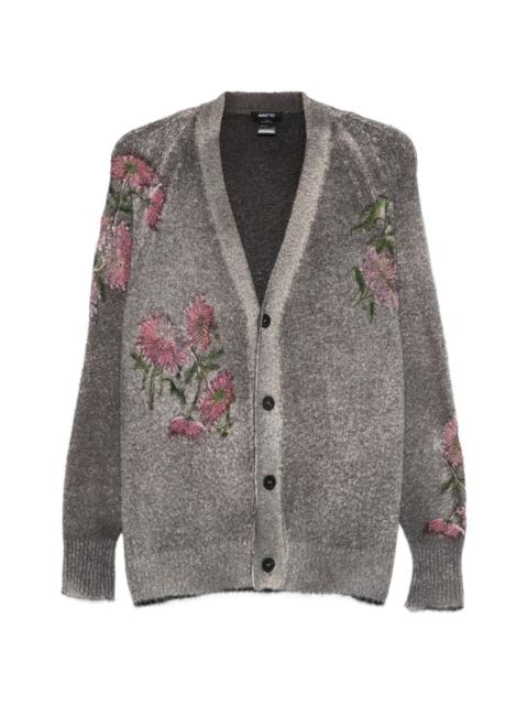 floral-details buttoned cardigan