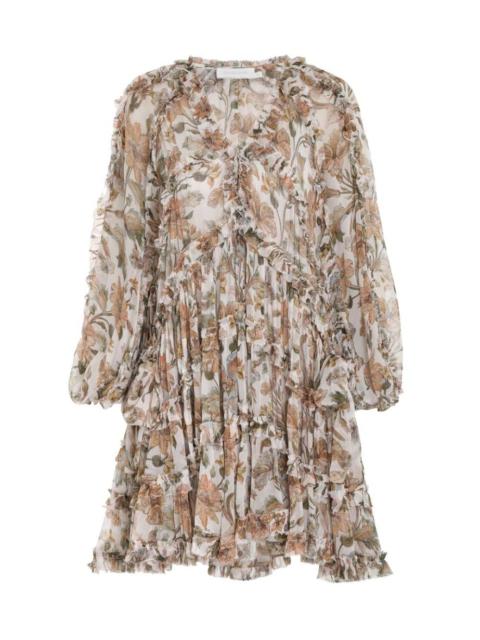 CHINTZ BILLOW FRILL MINI DRESS