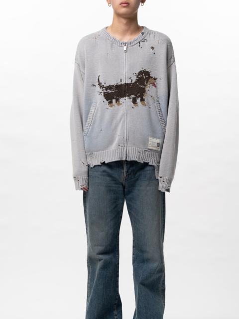 Dog Jacquard Knit Cardigan