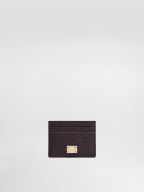 Calfskin card holder with branded plate