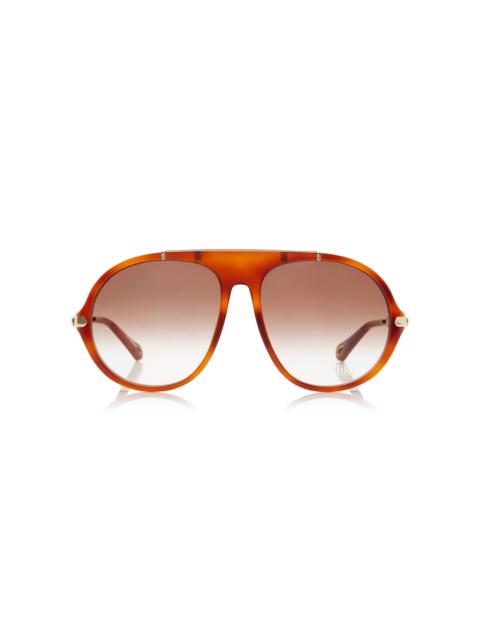 Aviator-Frame Acetate Sunglasses brown