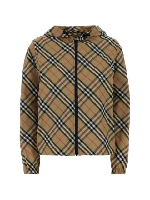 checked hooded jacket