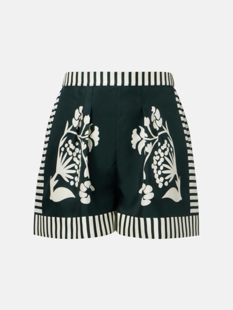 Arjun printed silk twill shorts