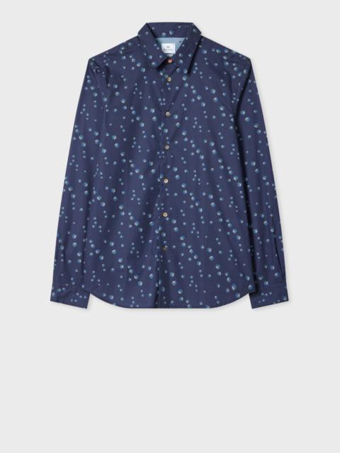 Tailored-Fit Navy 'Dice' Print Shirt