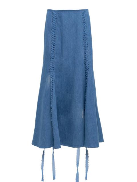 Dion Laces Maxi Skirt in Light Blue Recycled Cotton Linen