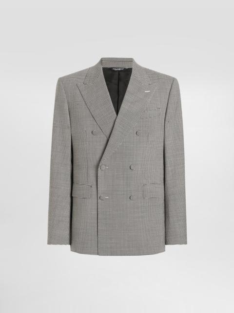 Double-breasted sicilia light jacket in houndstooth wool