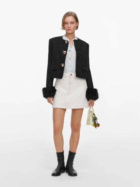 Black Metallic Boucle Fur Cuff Jacket