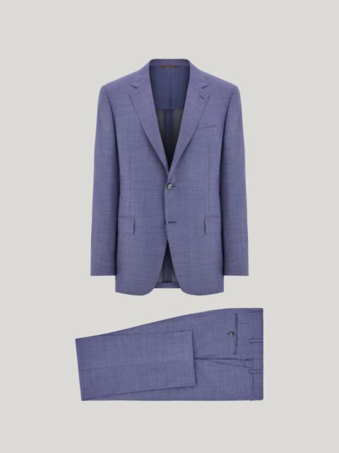 LIGHT BLUE DENIM-EFFECT WOOL REGULAR-FIT SUIT