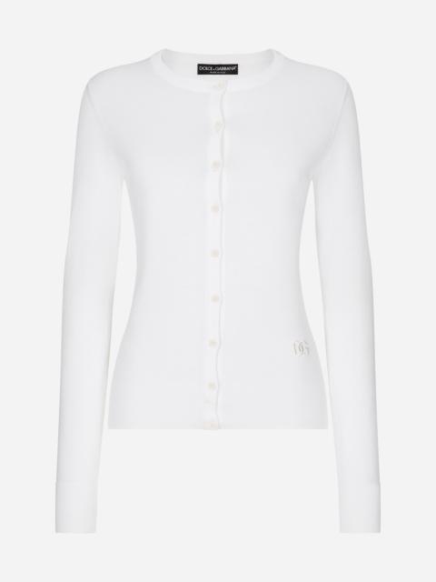 Silk round-neck cardigan