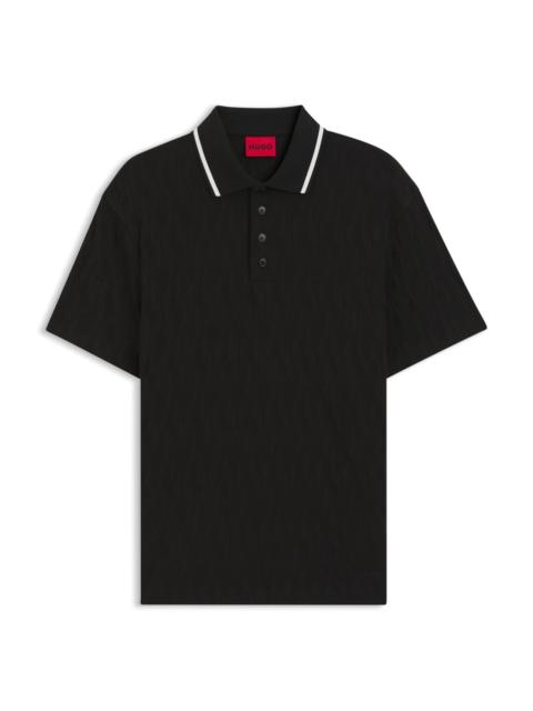 STRIPE-COLLAR POLO SHIRT IN COTTON JACQUARD
