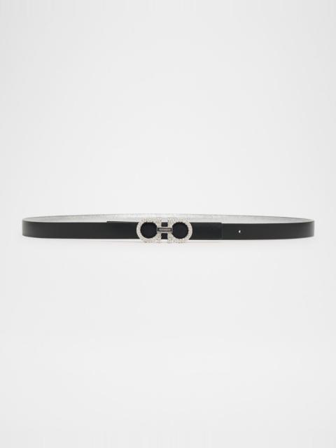 Reversible Metallic Calfskin Leather Belt