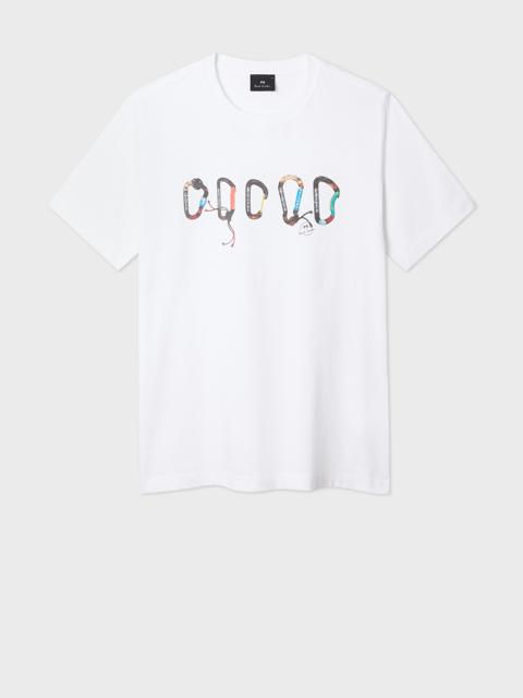 White 'Carabiner' Print T-Shirt