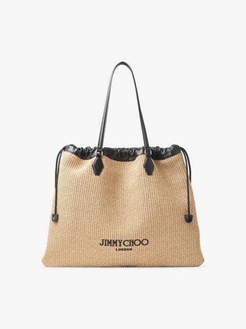 Drawstring Tote L
Natural Soft Raffia Tote with Smooth Calf Leather with Jimmy Choo Logo