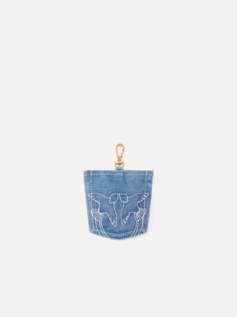 POCKET-SHAPED CARD HOLDER CHARM IN DENIM