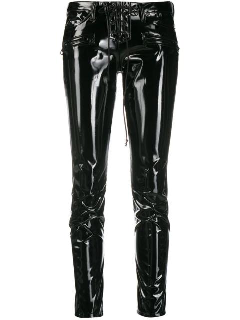 two-tone slim-fit trousers