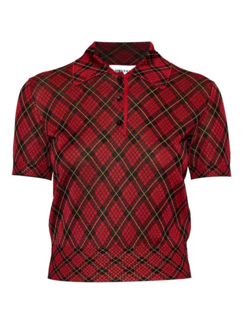argyle button polo top