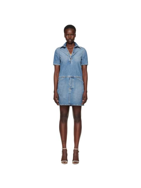Blue Laurel Crown Emblem Denim Minidress
