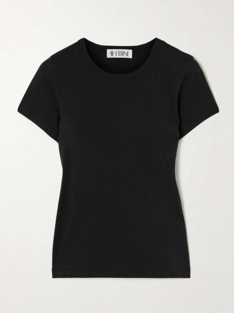 Short Sleeve Baby Tee cropped cotton and modal-blend jersey T-shirt Black