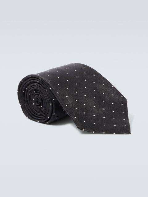Polka-dot silk twill tie