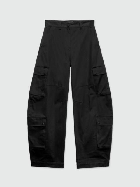 Black cotton drill cargo pants