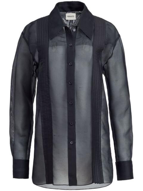 Nori pintucked silk-organza shirt