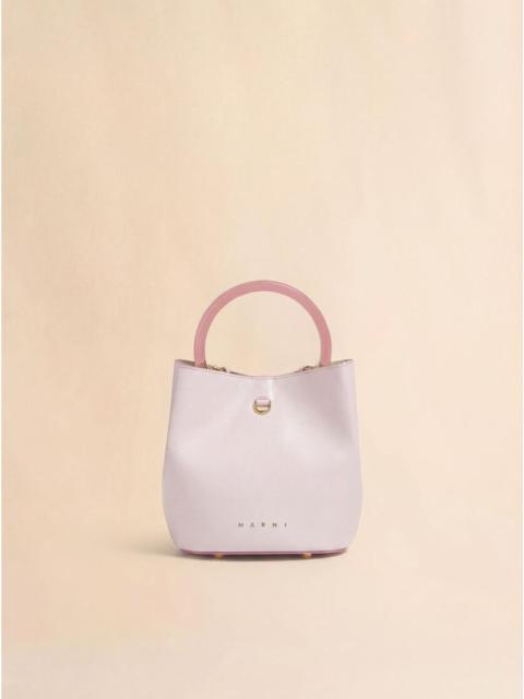 PINK LEATHER PANNIER BUCKET BAG