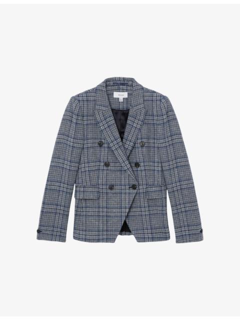 Larissa Double-Breasted Checked Cotton and Linen-Blend Blazer
