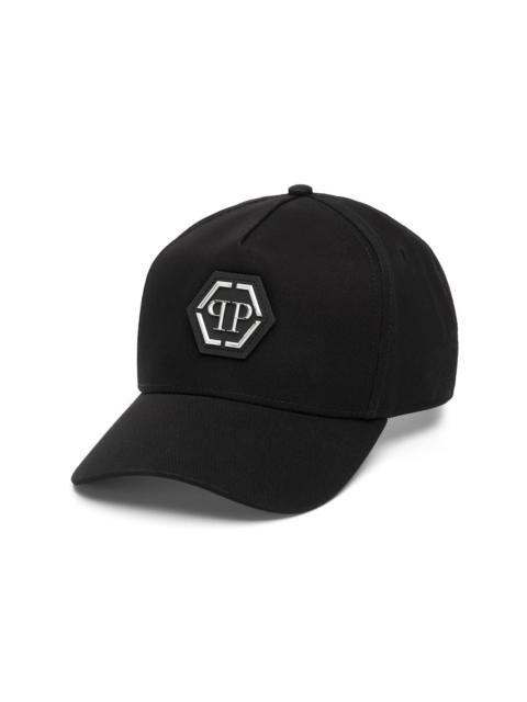 logo-plaque cotton baseball cap