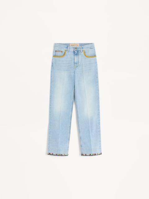 EMBROIDERED DENIM PANTS