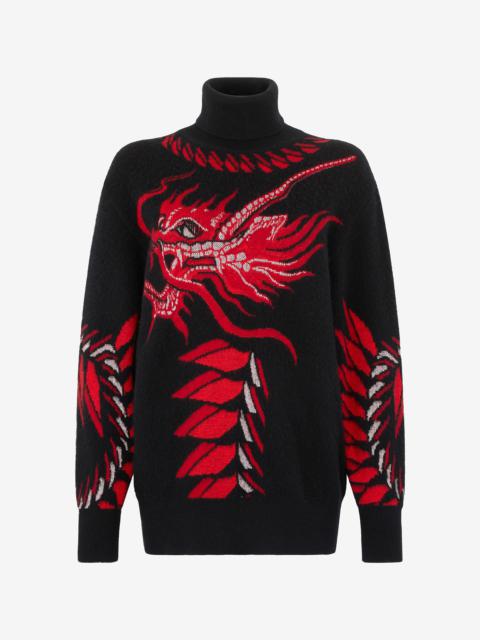 Long Sweater With Pattern And Dragon