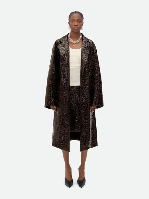 Oversized Fit Embossed Leather Coat