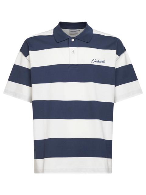 Blue and white S/S Delray striped polo shirt