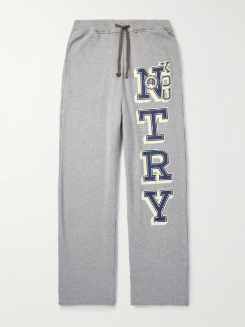 N.TRY Straight-Leg Printed Cotton-Jersey Sweatpants Gray