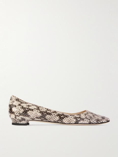 Bb 10 Snake-effect Leather Point-toe Flats