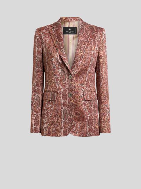 SINGLE-BREASTED COTTON-BLEND JACQUARD JACKET WITH PAISLEY FOLIAGE MOTIF
