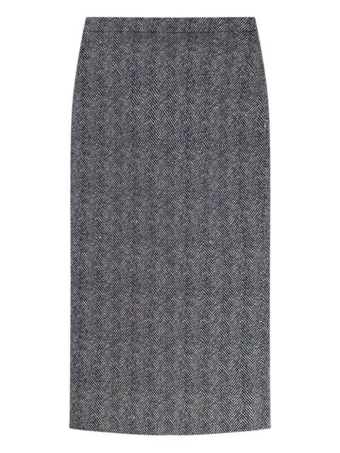 herringbone-pattern midi pencil skirt