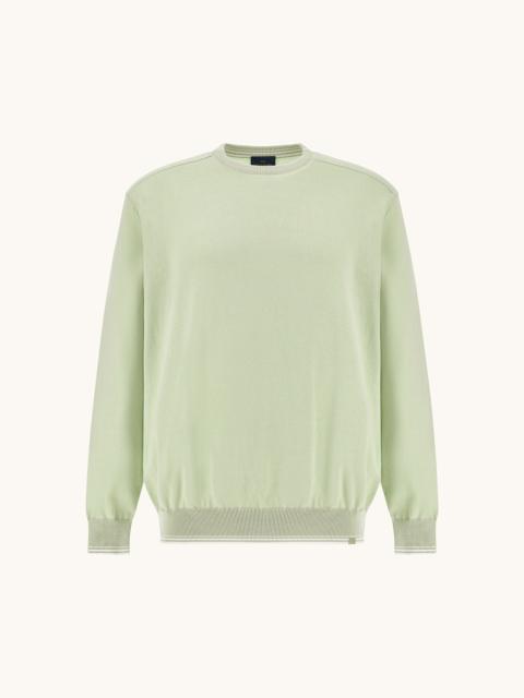 CREW‑NECK SWEATER IN PIUMA COTTON WITH TECHNICAL FABRIC DETAILS