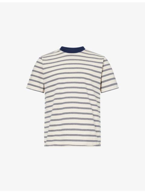 Breton-Striped Raw-Hem Cotton-Jersey T-Shirt