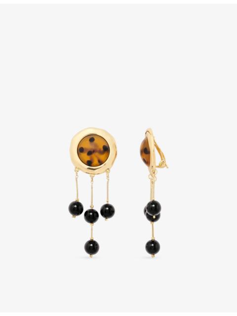 Beaded Brass Drop Earrings