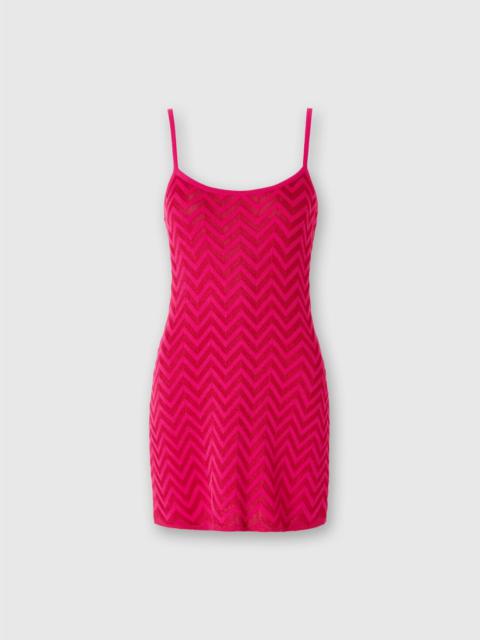 Tonal chevron sleeveless mini-dress