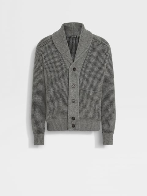 GREY MÉLANGE CASHMERE AND MOHAIR CARDIGAN